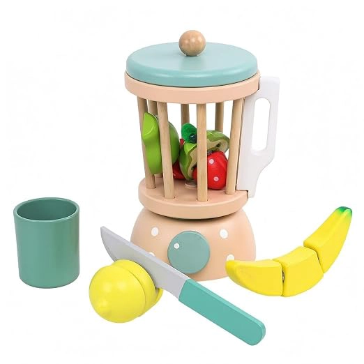 LICUADORA JUGUETE  MADERA CON FRUTAS PARA NIÑOS - 1