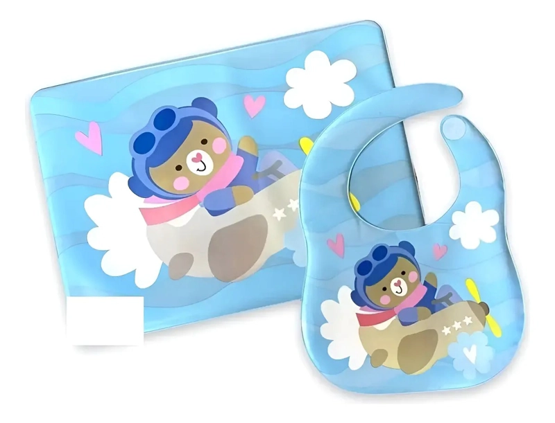 INDIVIDUAL ALIMENTACION PARA BEBES  Y NIÑOS CON BABERO - 1