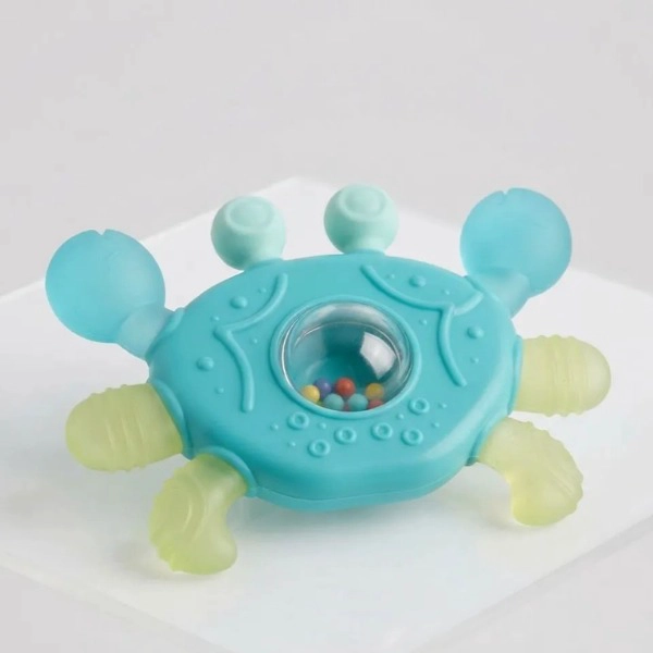 MORDEDOR BEBE SILICONA  CANGREJO SONAJERO CON CAJA - 2