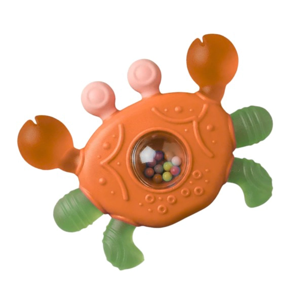 MORDEDOR BEBE SILICONA  CANGREJO SONAJERO CON CAJA - 4