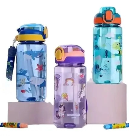 BOTELLA DE AGUA  INFANTIL CON BOMBILLA Y NIÑOS - 3
