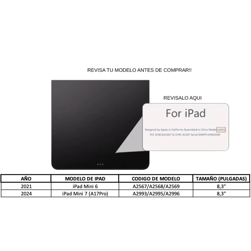 FUNDAS CON TECLADO PARA IPAD A17PRO (MINI 7) / MINI 6 INCLUYE LETRA Ñ - 3