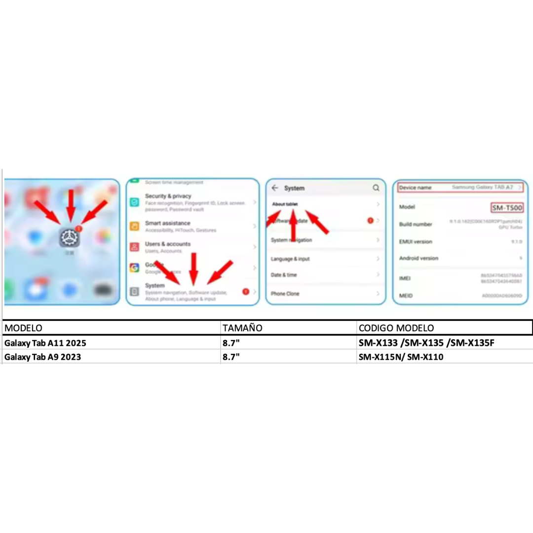 FUNDAS CON TECLADO PARA GALAXY TAB A9 8.7 PULGADAS - LETRA Ñ - 3