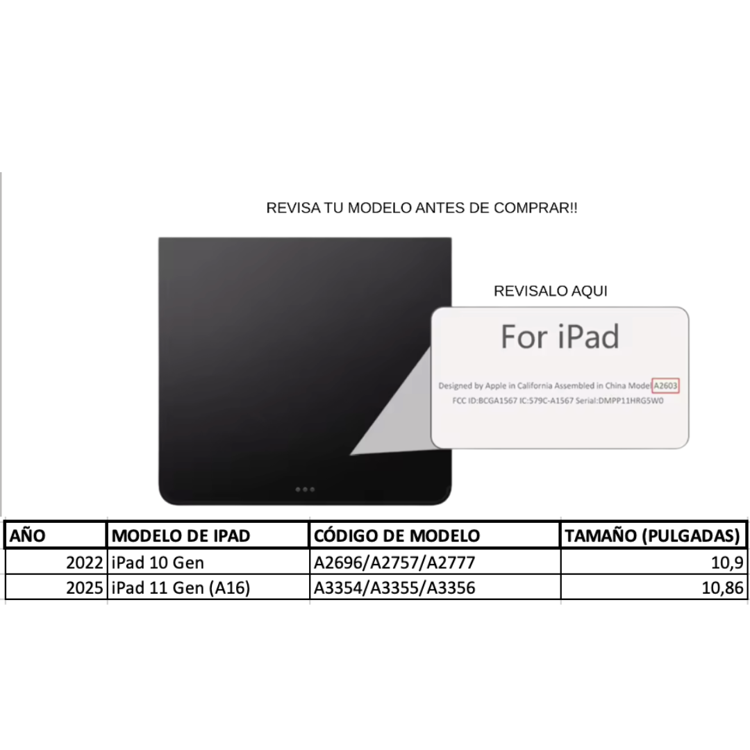 FUNDAS CON TECLADO TOUCHPAD IPAD 10 GEN / A16 (11 GEN) INCLUYE LETRA Ñ - 3