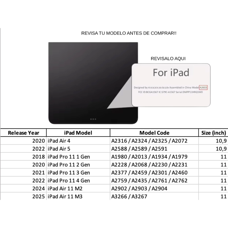 FUNDA CON TECLADO MAGIC KEY PARA IPAD AIR 11 M2-M3 / AIR 4-5 / PRO 11 - 3