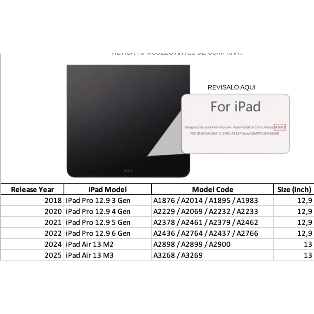 FUNDA CON TECLADO MAGIC KEY PARA IPAD AIR 13 M2 / M3 - 12.9 - 3