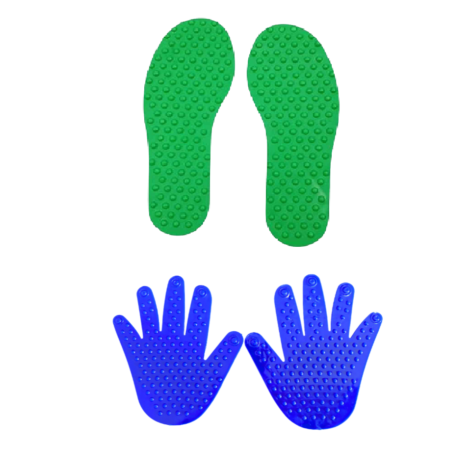 HUELLAS MANOS O PIES JUEGO DE EQUILIBRIO, KIT DE ENTRENAMIENTO PARA NIÑOS Y NIÑAS (AZUL Y VERDE) - 1