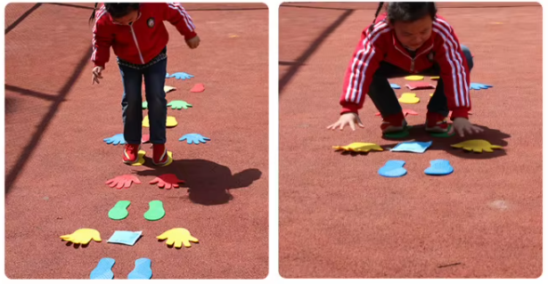 HUELLAS MANOS O PIES JUEGO DE EQUILIBRIO, KIT DE ENTRENAMIENTO PARA NIÑOS Y NIÑAS (AZUL Y VERDE) - 5
