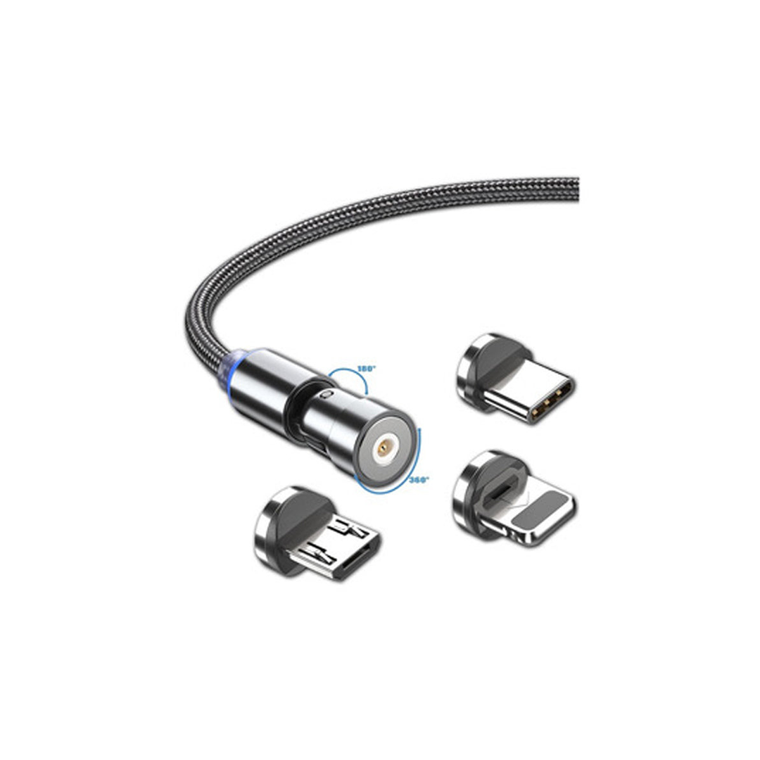 GENÉRICO CABLE USB MAGNETICO 3 EN 1 LIGHTNING + MICRO + TIPO C