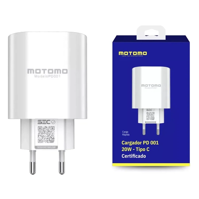 GENÉRICO CARGADOR MOTOMO 20W CARGA RAPIDA BLANCO