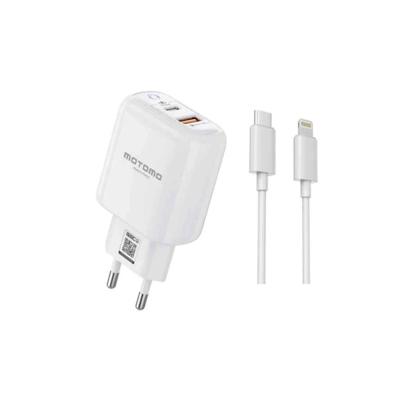 GENÉRICO PACK CABLE LIGHTNING + CARGADOR 20W BLANCO