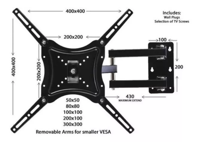 SOPORTE BASE TV 14 A 50 PULGADAS BRAZO DE ACERO 50 KG PARED - 2