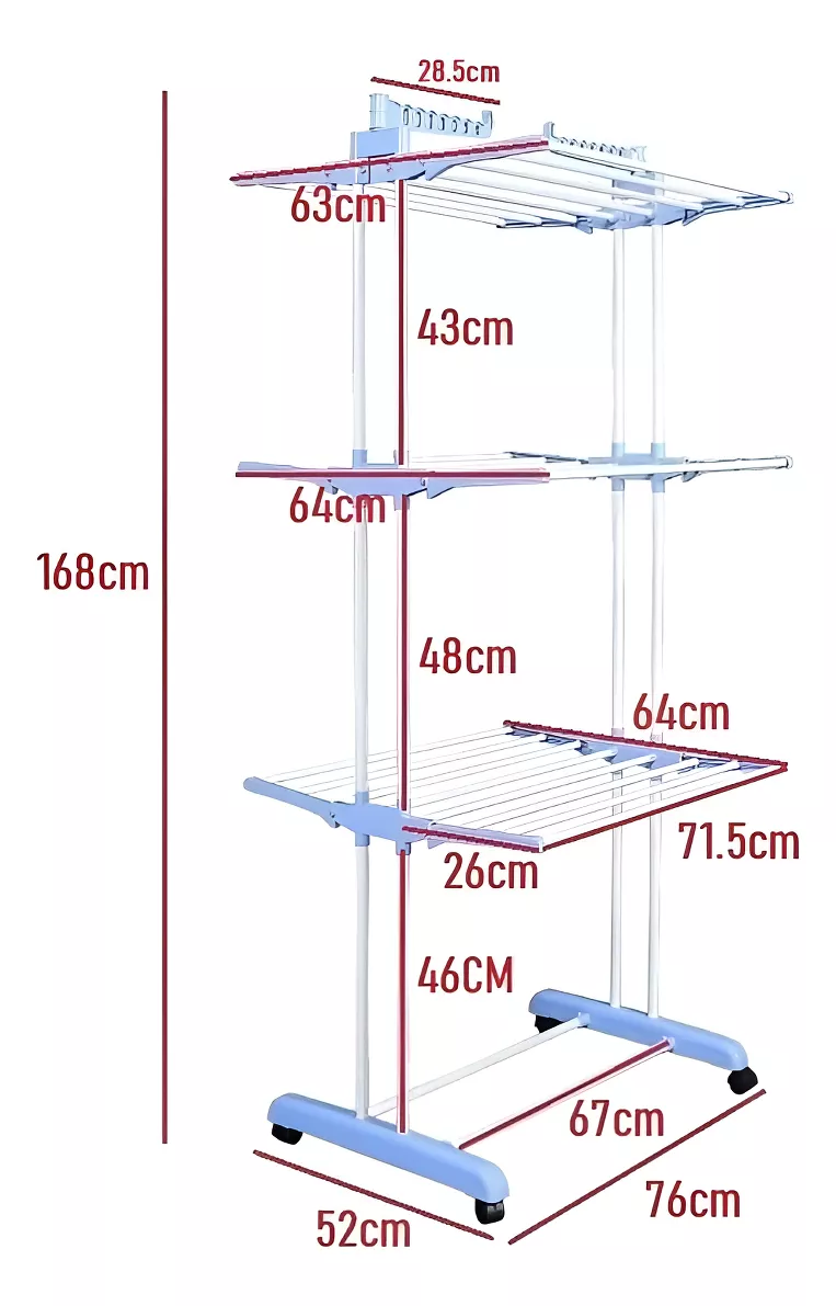 TENDEDERO PLEGABLE DE 3 NIVELES COLGADOR DE ROPA - 5