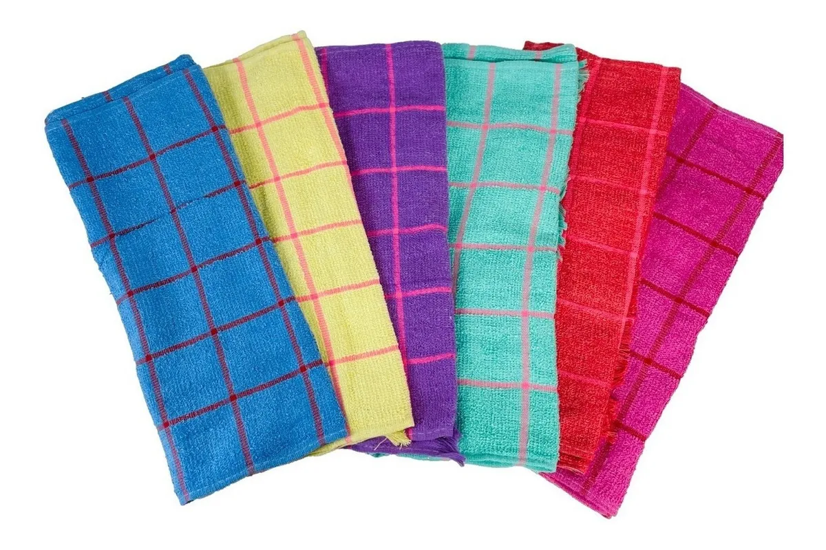 SET 12 PAÑOS DE COCINA TOALLAS GRUESO COLORES - 1