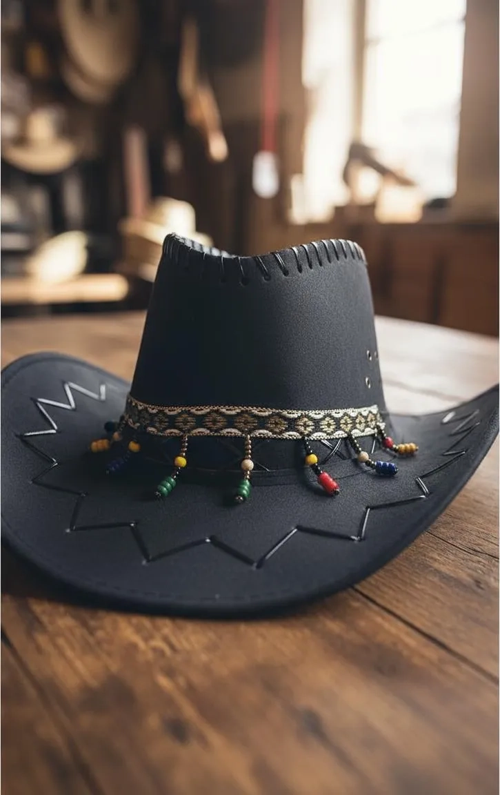 SOMBRERO NEGRO VAQUERO DISEÑO DE HOMBRE Y MUJER - 1