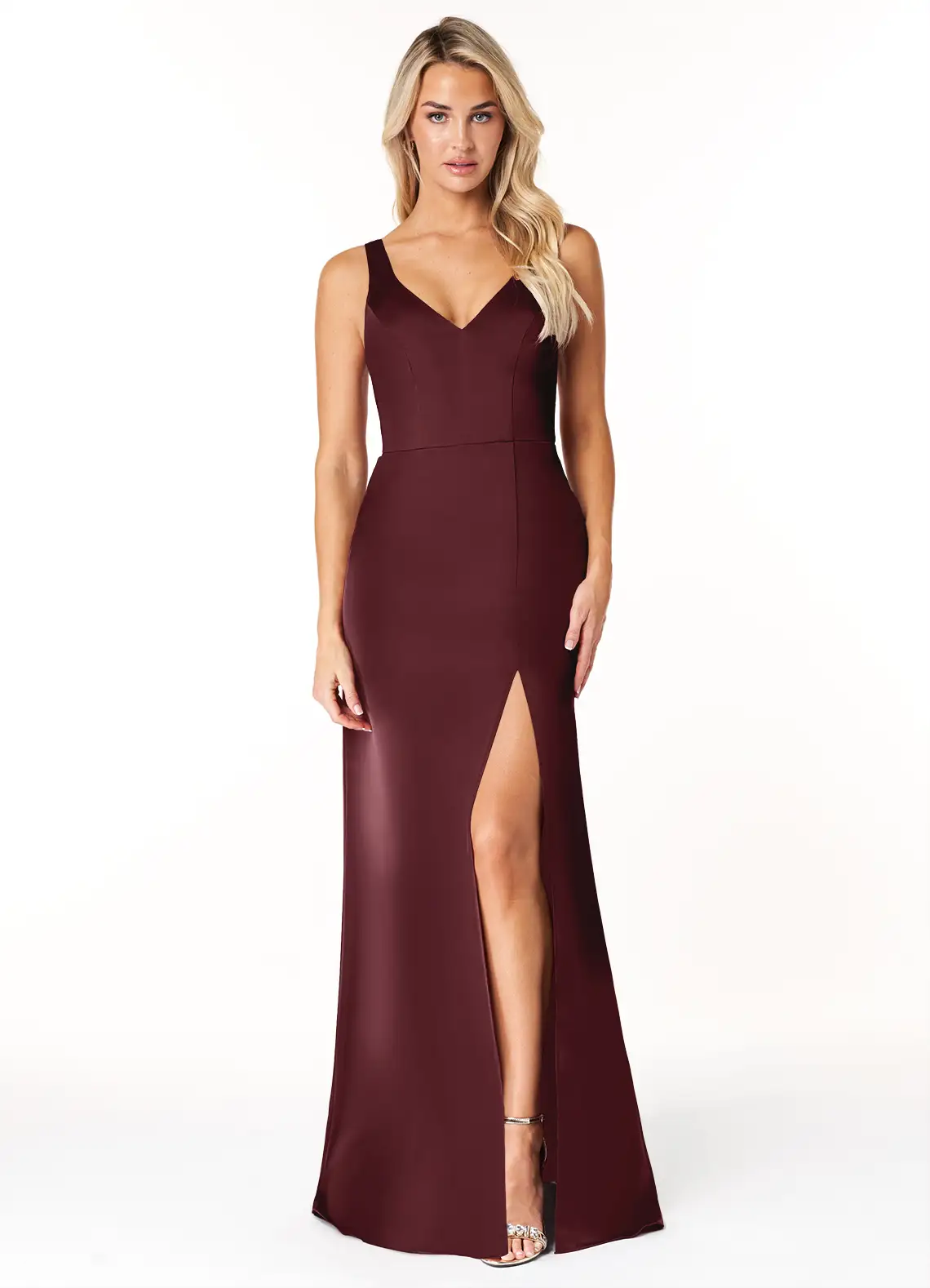 VESTIDO DE FIESTA SATEN ELASTICADO LARGO DAMA DE HONOR - 1
