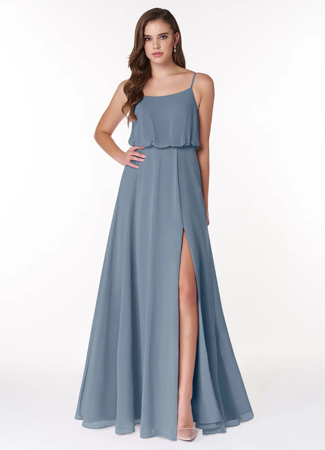 VESTIDO DE FIESTA MUJER LARGO DE GASA CORTE EN A PARA GALA - 1