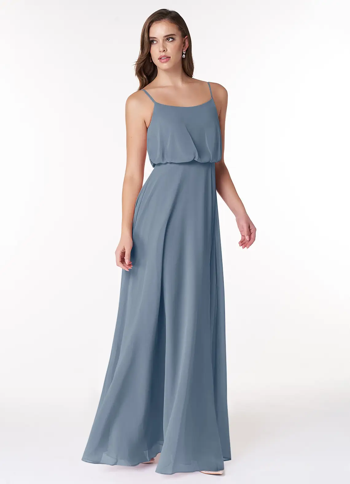 VESTIDO DE FIESTA MUJER LARGO DE GASA CORTE EN A PARA GALA - 4