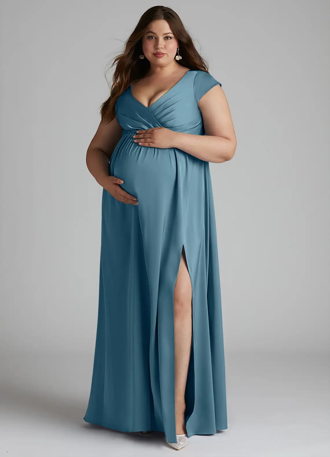 VESTIDO DE FIESTA MATERNIDAD LARGO SATEN - 1
