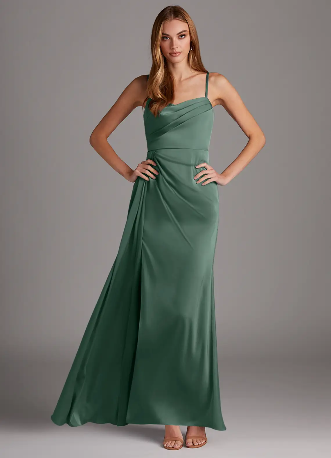 VESTIDO DE FIESTA LARGO SATIN GALA Y CEREMONIAS - 1