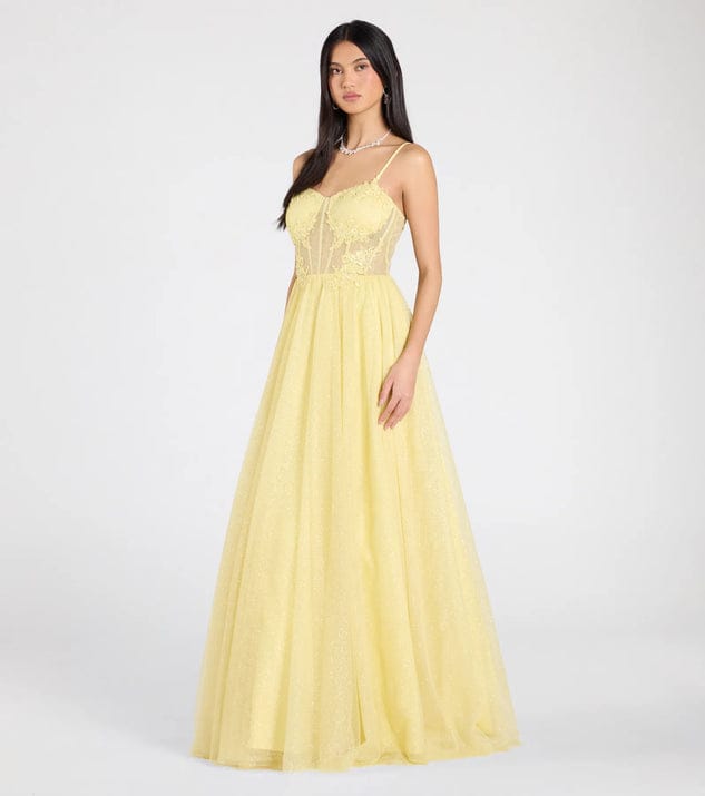 VESTIDO DE FIESTA GALA O GRADUACION TUL BRILLANTE AMARILLO PASTEL - 3