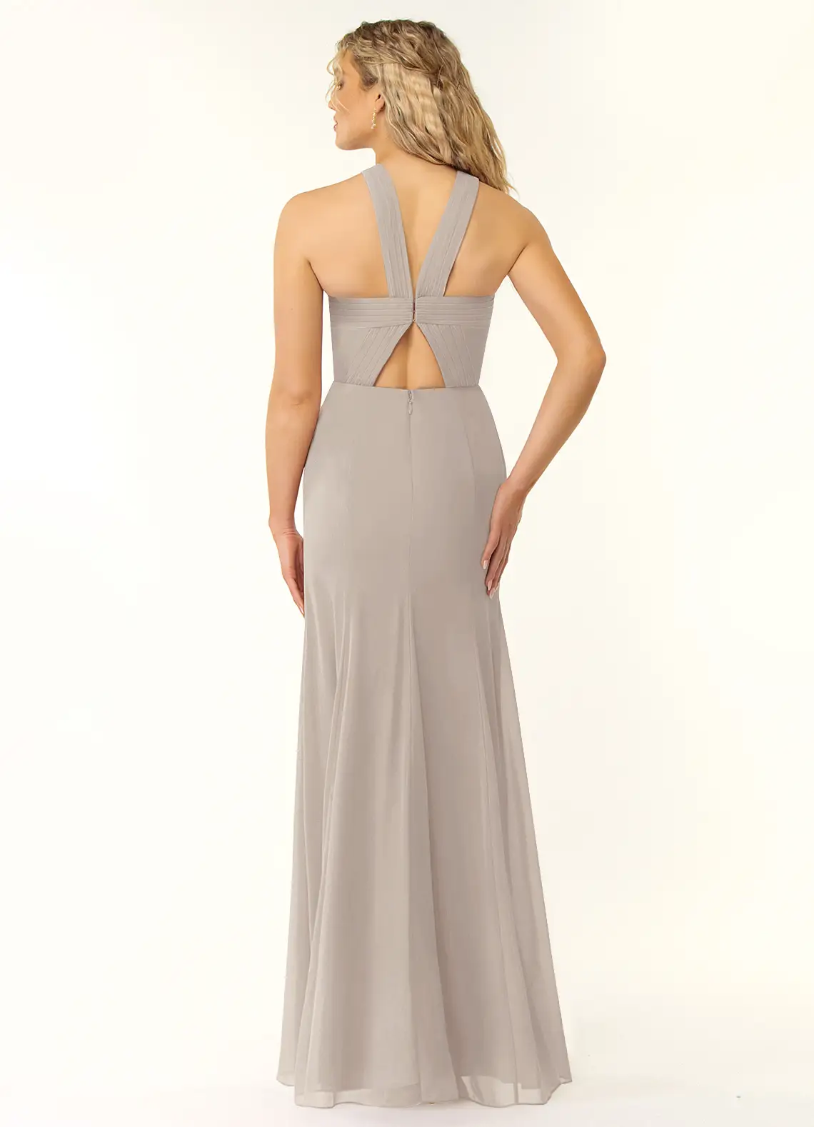 VESTIDO DE FIESTA MUJER ELEGANTE COLOR GRIS CLARO BODA CEREMONIA GALA - 3
