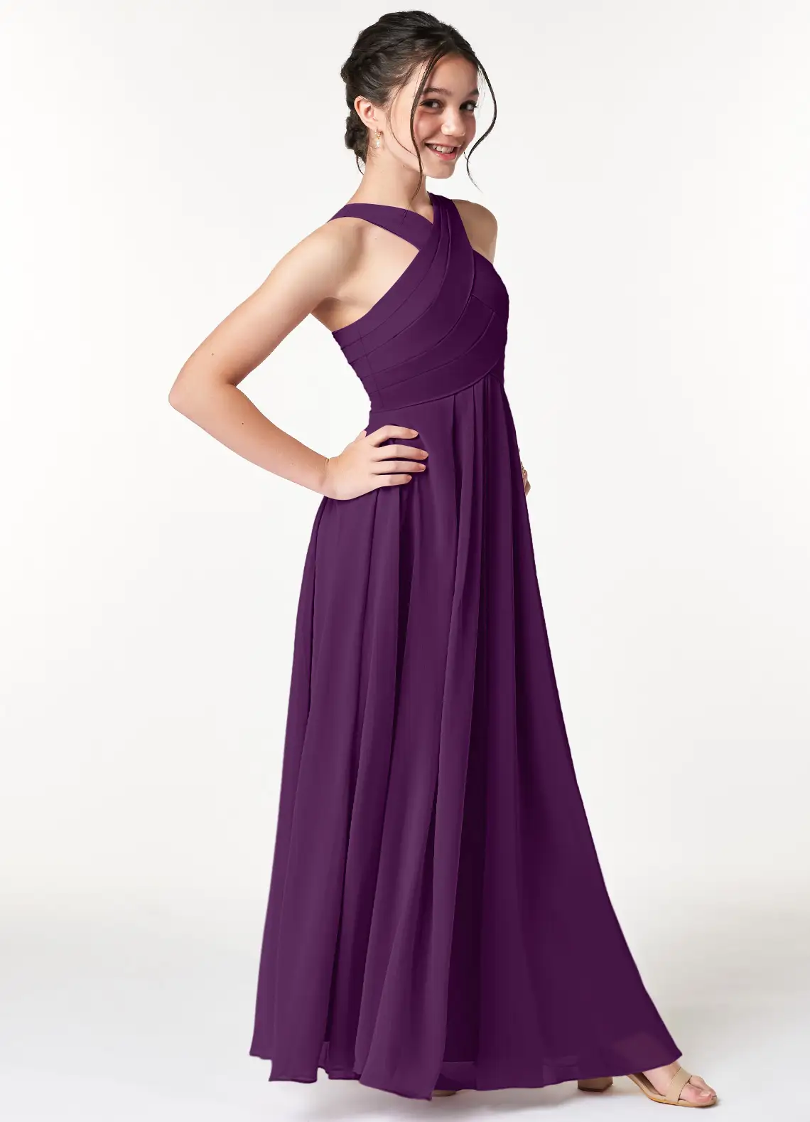 VESTIDO DE FIESTA NIÑA ELEGANTE COLOR UVA BODA CEREMONIA GALA - 2