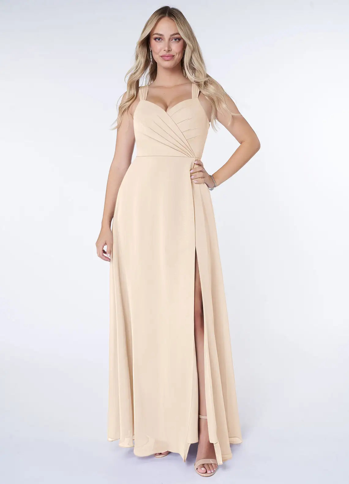 VESTIDO DE FIESTA MUJER ELEGANTE COLOR MARFIL CLARO CEREMONIA BODA GALA - 3