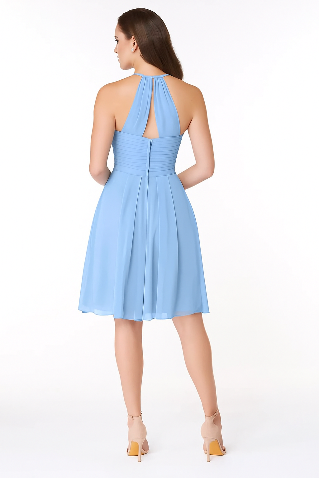 VESTIDO DE FIESTA MUJER ELEGANTE COLOR CIELO AZUL BODA CEREMONIA - 2