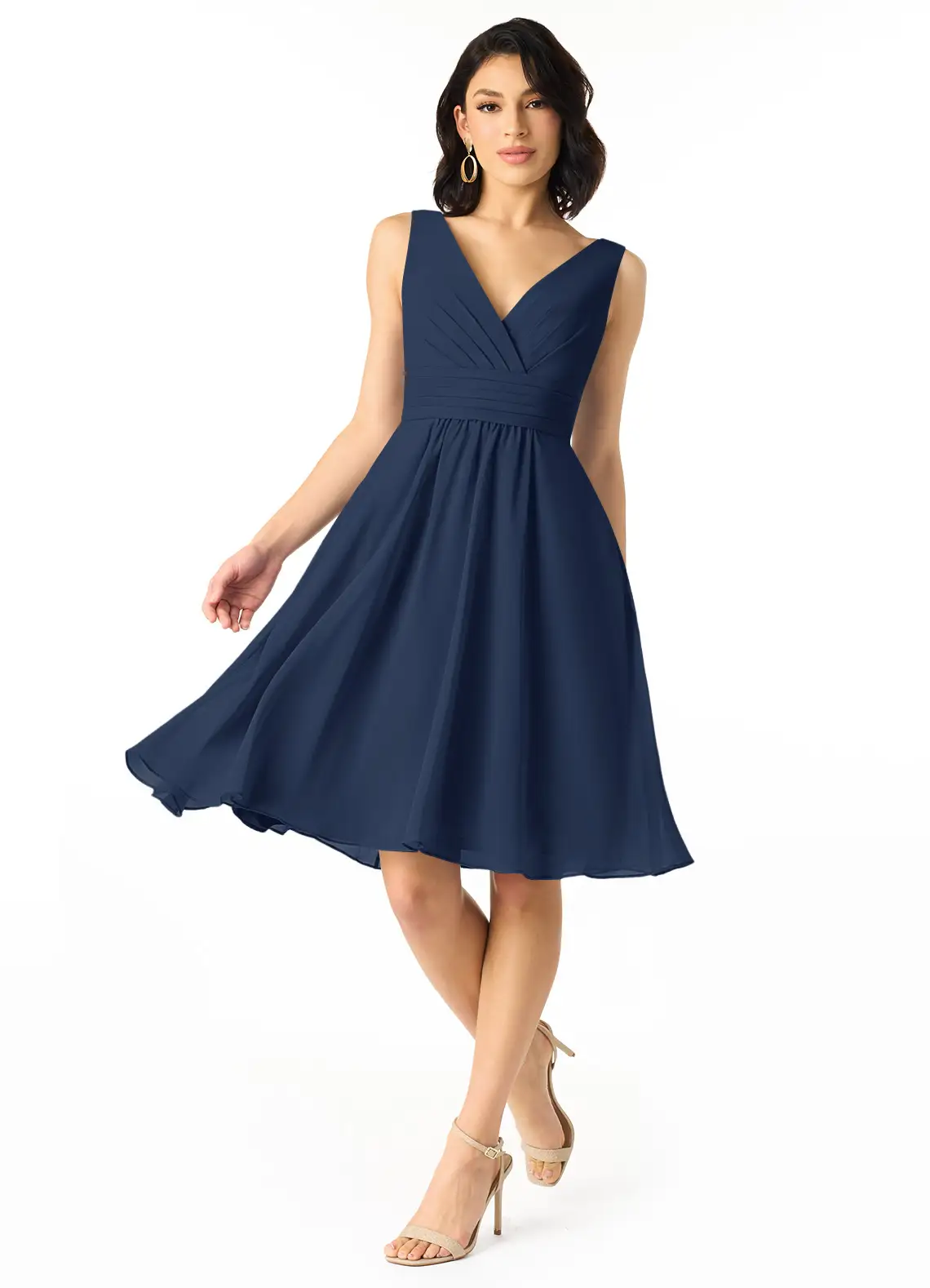 VESTIDO DE FIESTA MUJER ELEGANTE COLOR AZUL MARINO OSCURO BODA CEREMONIA - 1