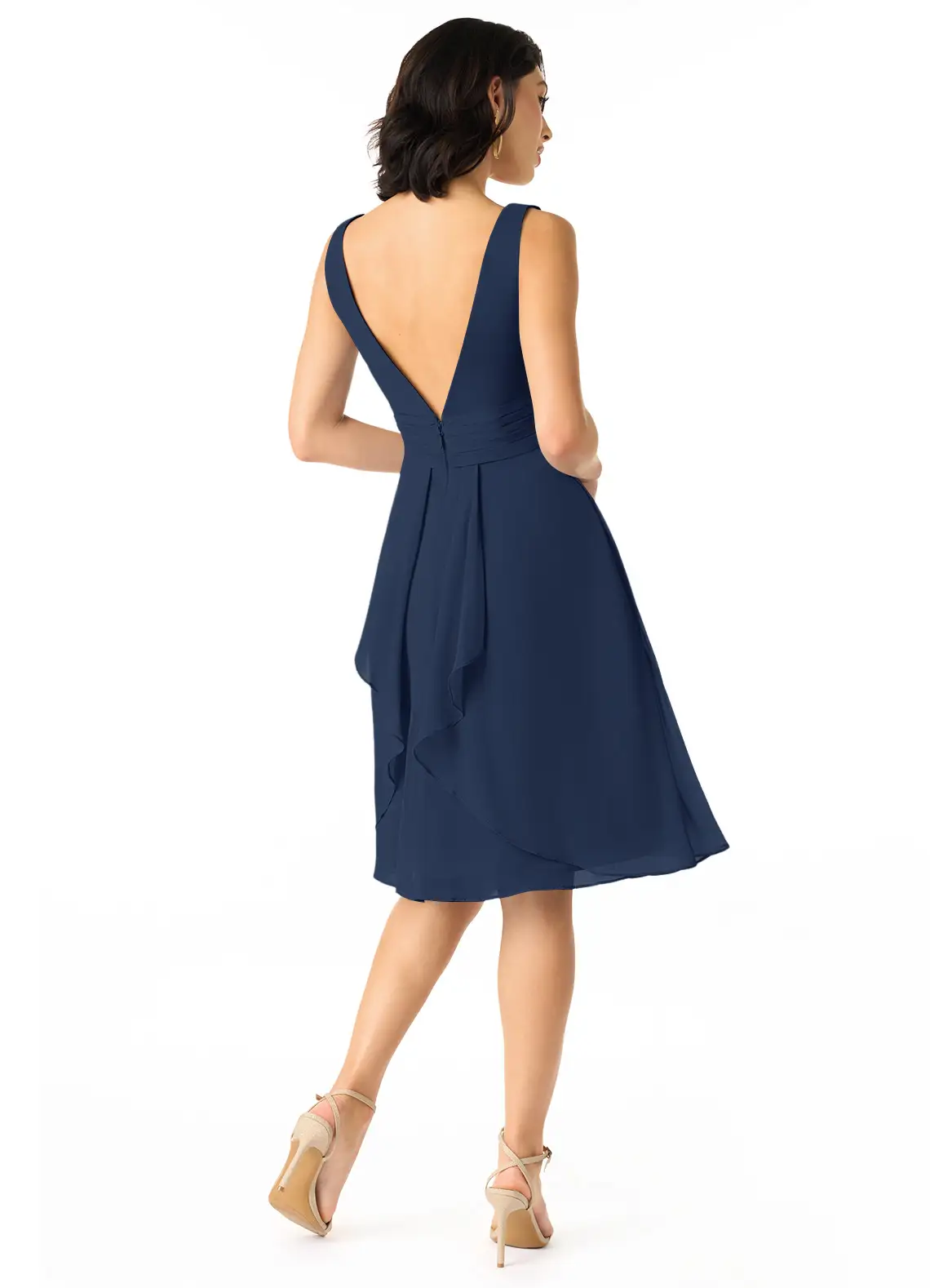 VESTIDO DE FIESTA MUJER ELEGANTE COLOR AZUL MARINO OSCURO BODA CEREMONIA - 2