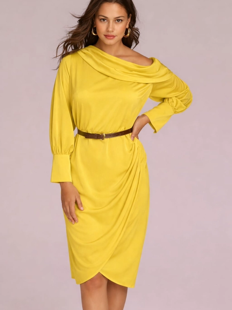 VESTIDO MIDI SATINADO ELEGANTE MUJER FIESTA COCTEL - 1
