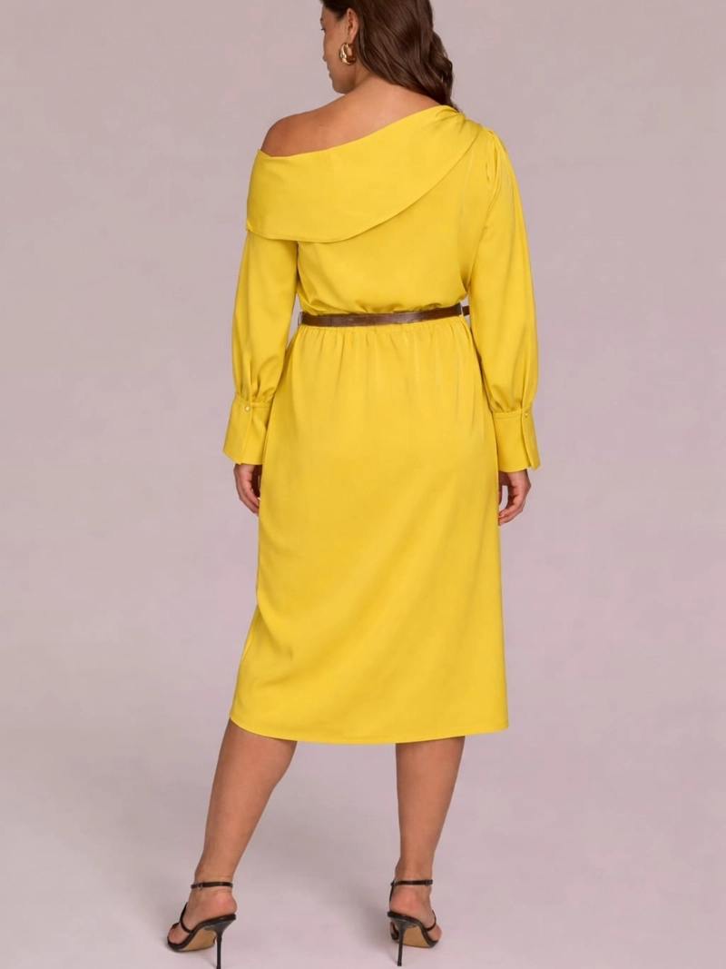 VESTIDO MIDI SATINADO ELEGANTE MUJER FIESTA COCTEL - 3