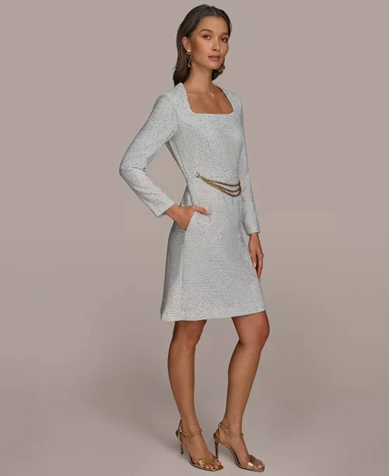 VESTIDO MIDI MANGA LARGA ELEGANTE MUJER FIESTA COCTEL - 3