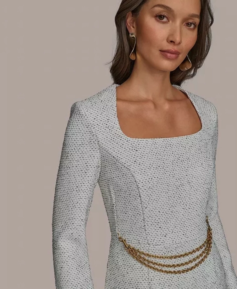 VESTIDO MIDI MANGA LARGA ELEGANTE MUJER FIESTA COCTEL - 4