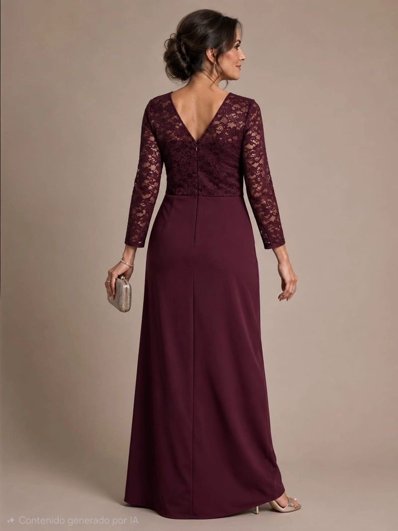 VESTIDO MUJER ENCAJE MANGA LARGA  MADRE DE NOVIOS - 3