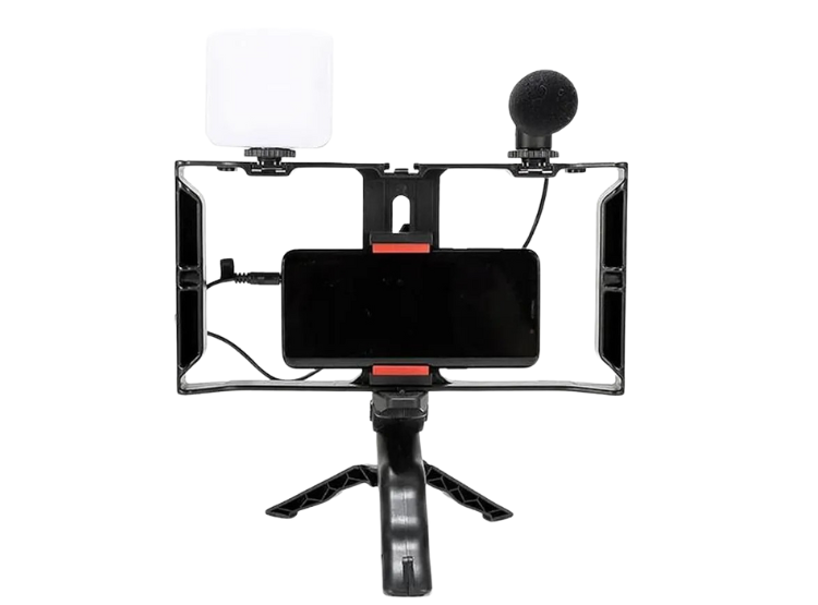 VIDEO MAKING VLOG TRIPOD KIT AY-49X CON MICRÓFONO Y LUZ - 1