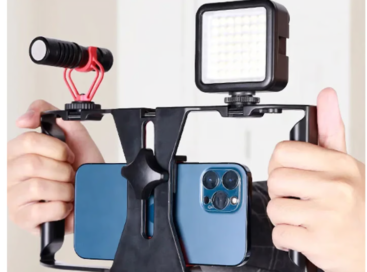 VIDEO MAKING VLOG TRIPOD KIT AY-49X CON MICRÓFONO Y LUZ - 2