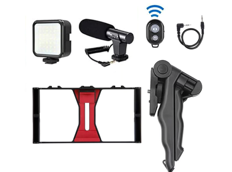 VIDEO MAKING VLOG TRIPOD KIT AY-49X CON MICRÓFONO Y LUZ - 3