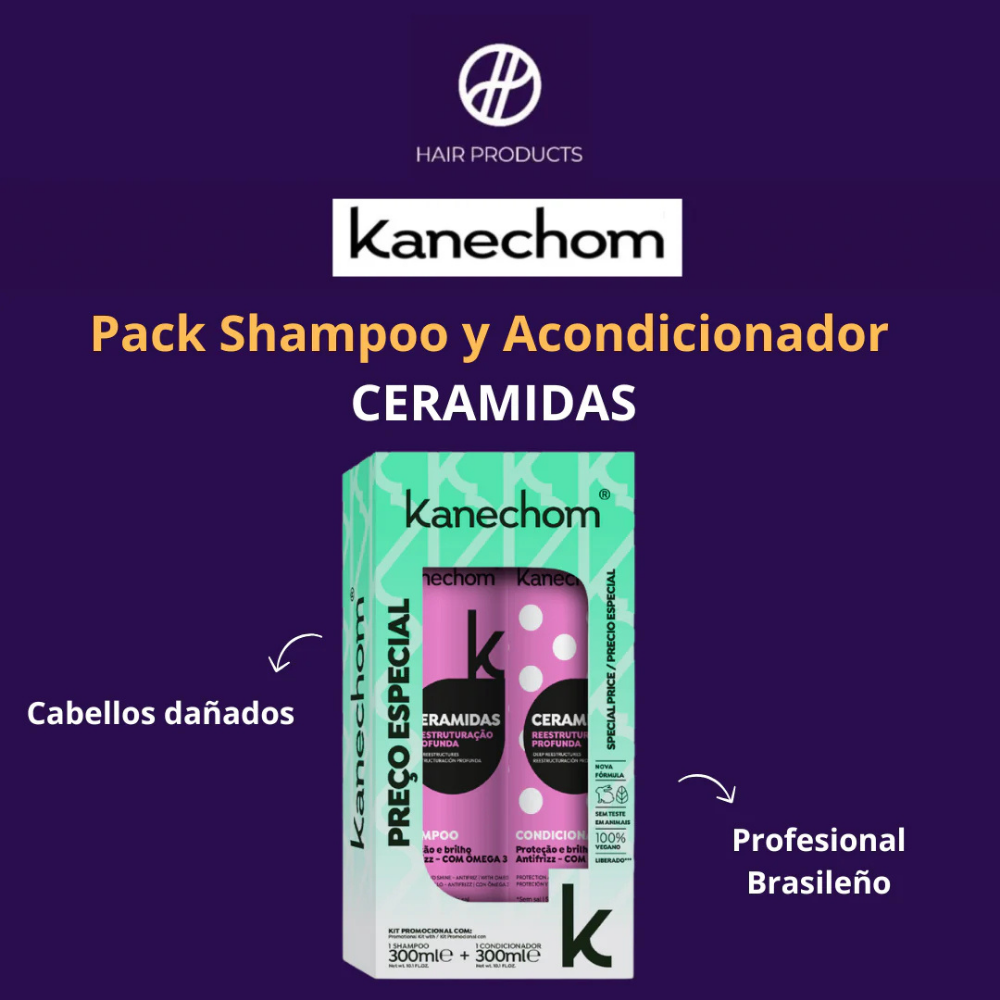 PACK SHAMPOO + ACONDICIONADOR CERAMIDAS KANECHOM 600 ML. - 2