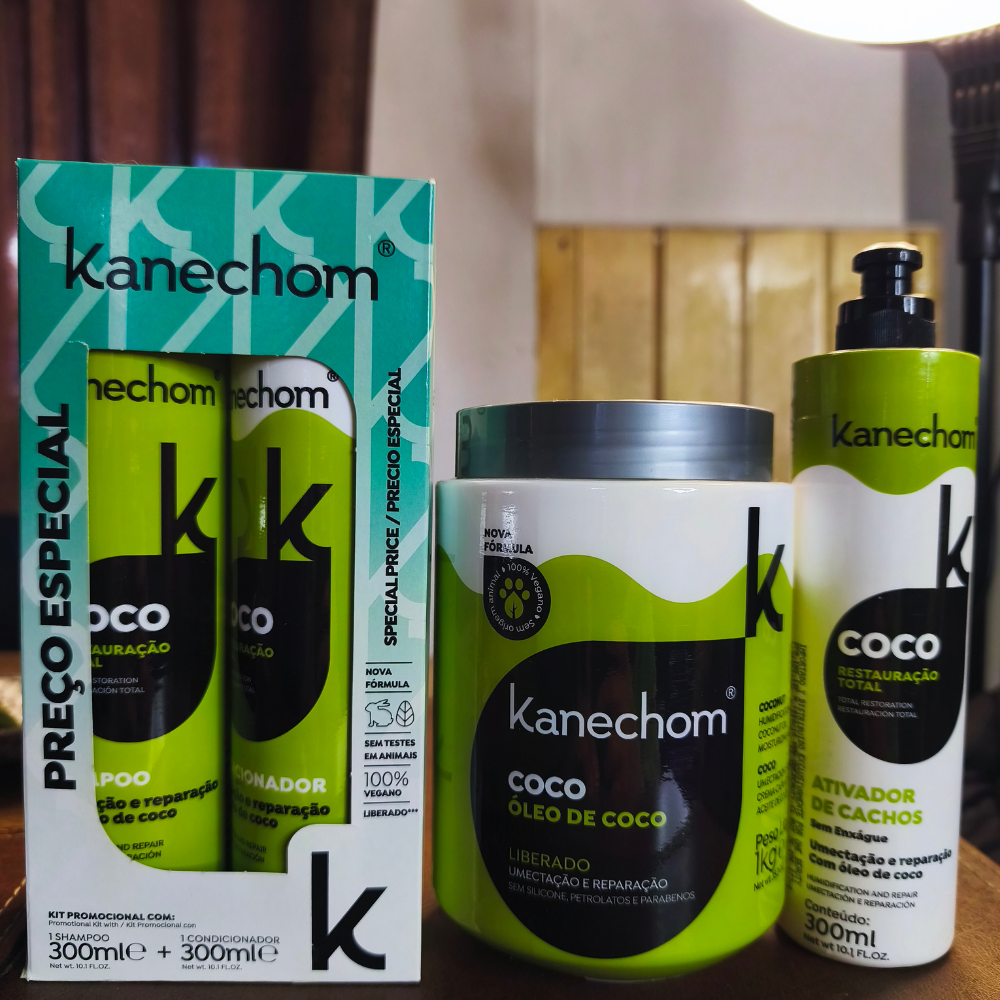 PACK TRATAMIENTO CAPILAR KANECHOM ÓLEO DE COCO RIZOS DEFINIDOS Y SUAVE - 3