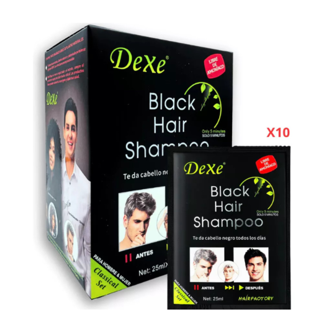 PACK 3X2 DEXE ORIGINAL SHAMPOO TINTE CUBRE CANAS PROFESIONAL NEGRO NATURAL. - 4