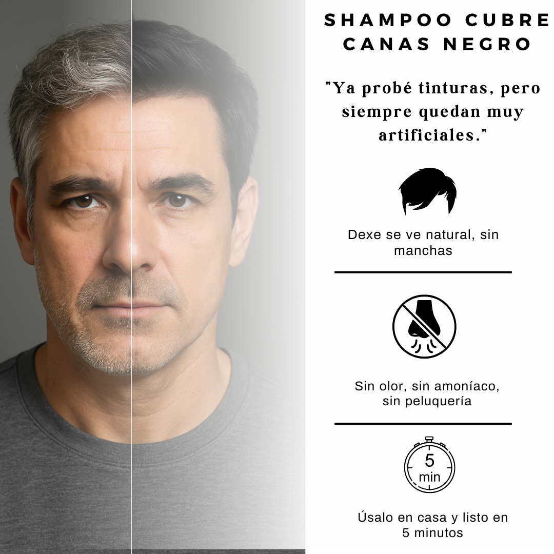 PACK 3X2 DEXE ORIGINAL SHAMPOO TINTE CUBRE CANAS PROFESIONAL NEGRO NATURAL. - 6