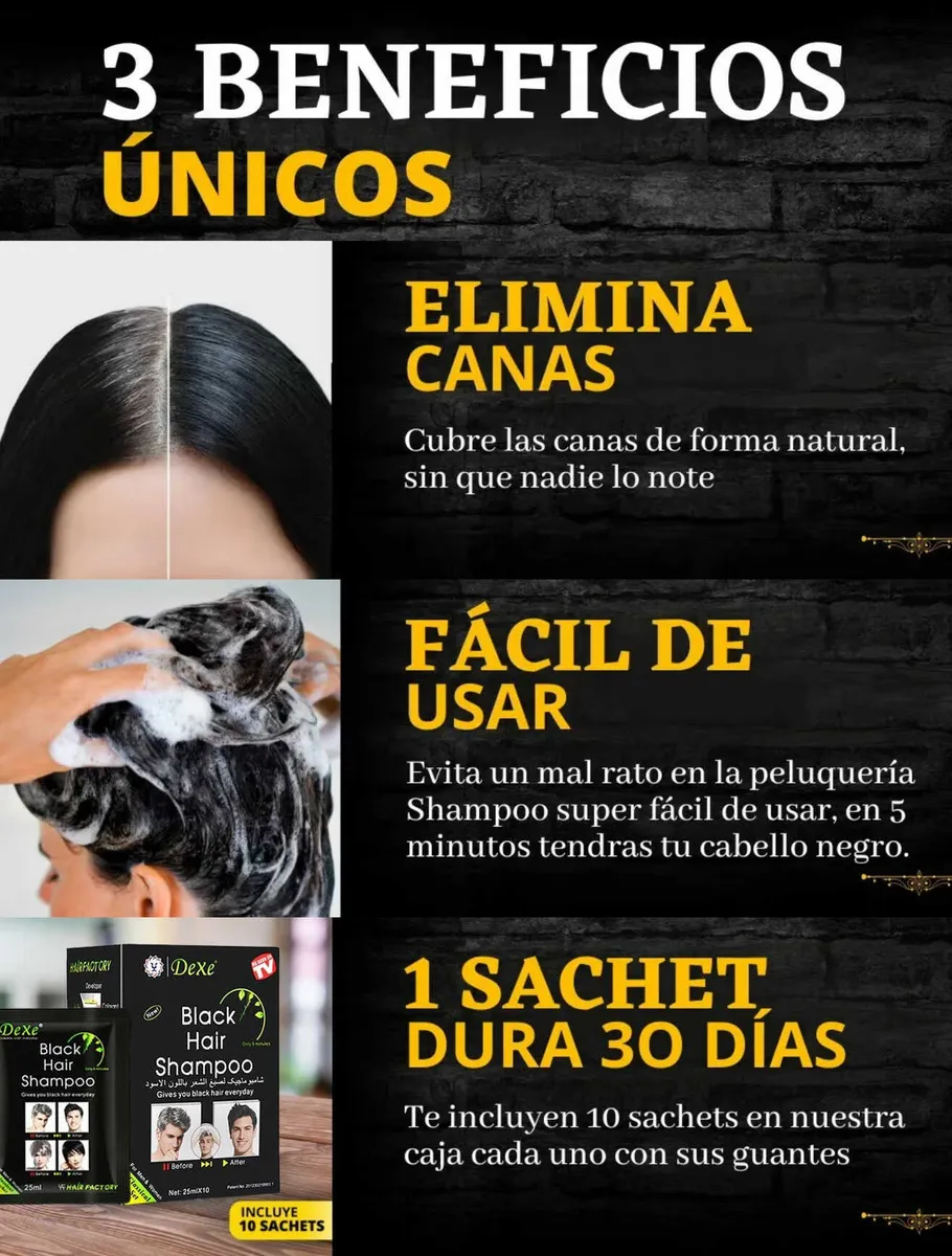 PACK 4X2 DEXE SHAMPOO PREMIUM TINTECUBRE CANAS NEGRO NATURAL 1 NEGRO - 4