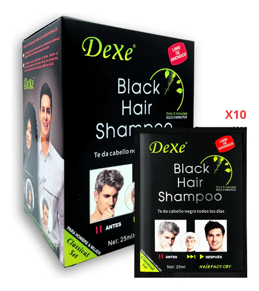 PACK 4X2 DEXE SHAMPOO PREMIUM TINTECUBRE CANAS NEGRO NATURAL 1 NEGRO - 7