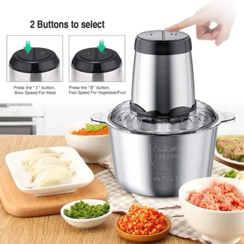 PROCESADOR PICADOR ELE CTRICO 2 LITROS ACERO INOXIDABLE PLATEADO - 7