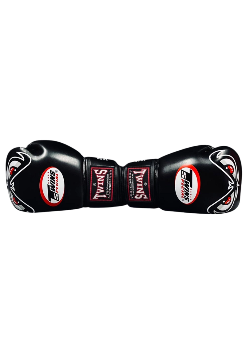 GUANTES DE BOXEO MUAY THAI TWINS SPECIAL BAD EYES BLACK 100% CUERO GENUINO HECHO EN TAILANDIA - 3