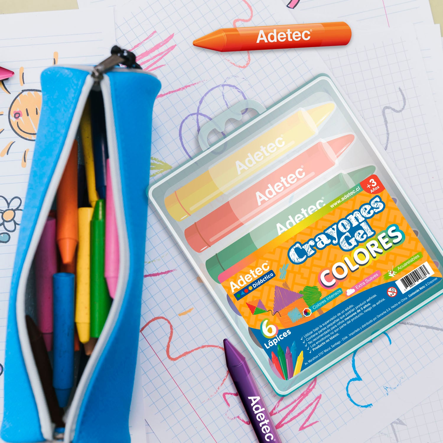 DIDÁCTICO CRAYONES GEL ADETEC - COLORES 6 UNI - 4