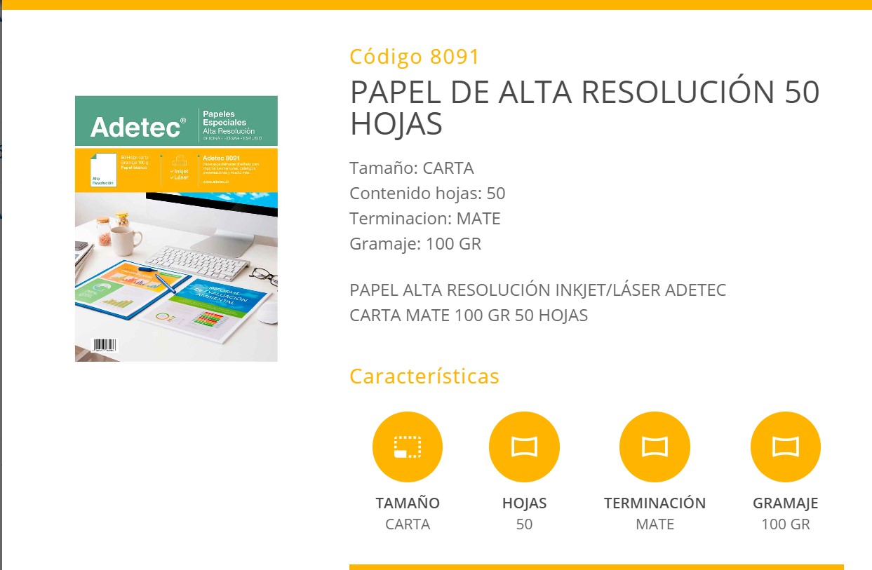 PAPEL PARA IMPRESORA ALTA RESOLUCIÓN 50 HOJAS GRAMAJE 100G - 2