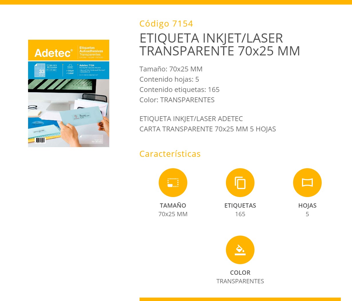 165 ETIQUETAS AUTOADHESIVAS TRANSPARENTES DE 70X25 MM - 2